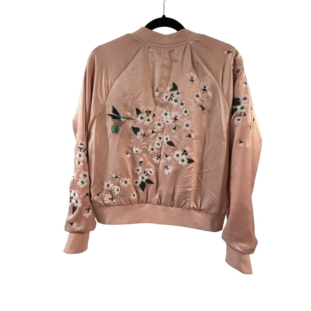 Women's Cupcakes & Cashmere Medium Light Pink Black Reversable Bomber Jacket NWT